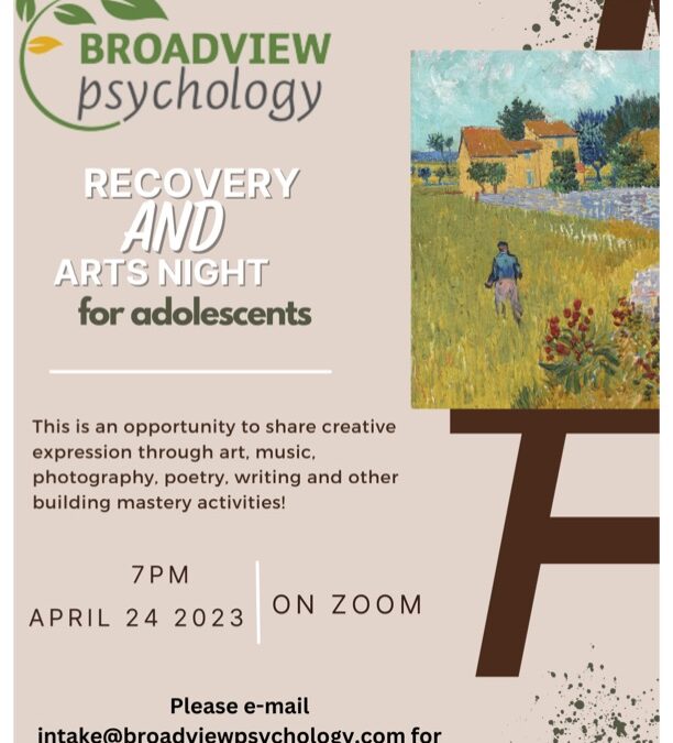 Upcoming Recovery Nights at Broadview Psychology!